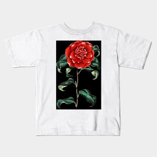Painting, red rose, Crimson camellia flower,the roses red Kids T-Shirt